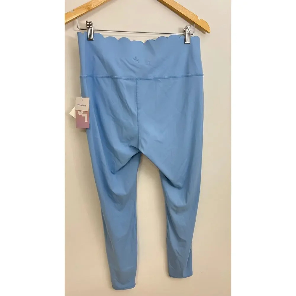 JoyLab Leggings Women Extra Large Blue Scalloped High Waist Moisture Wicking - Picture 6 of 6